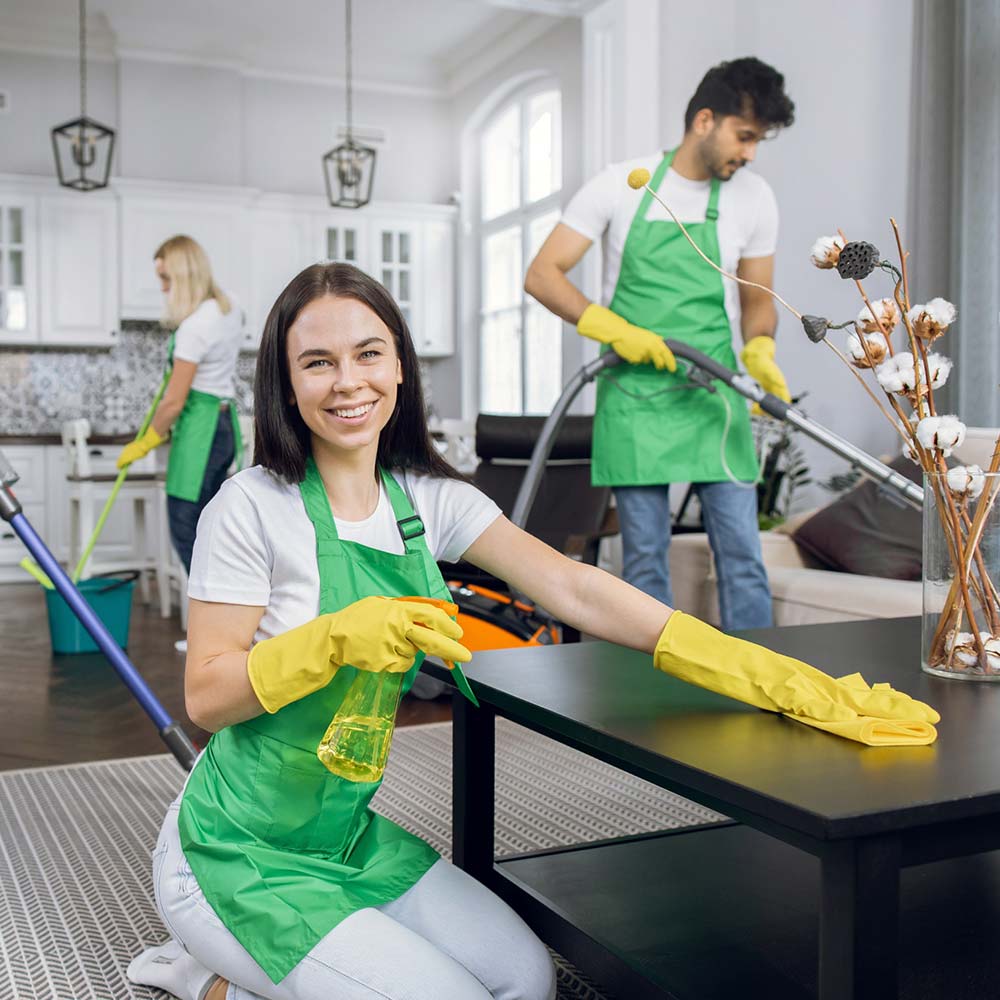 Personas limpiando vivienda